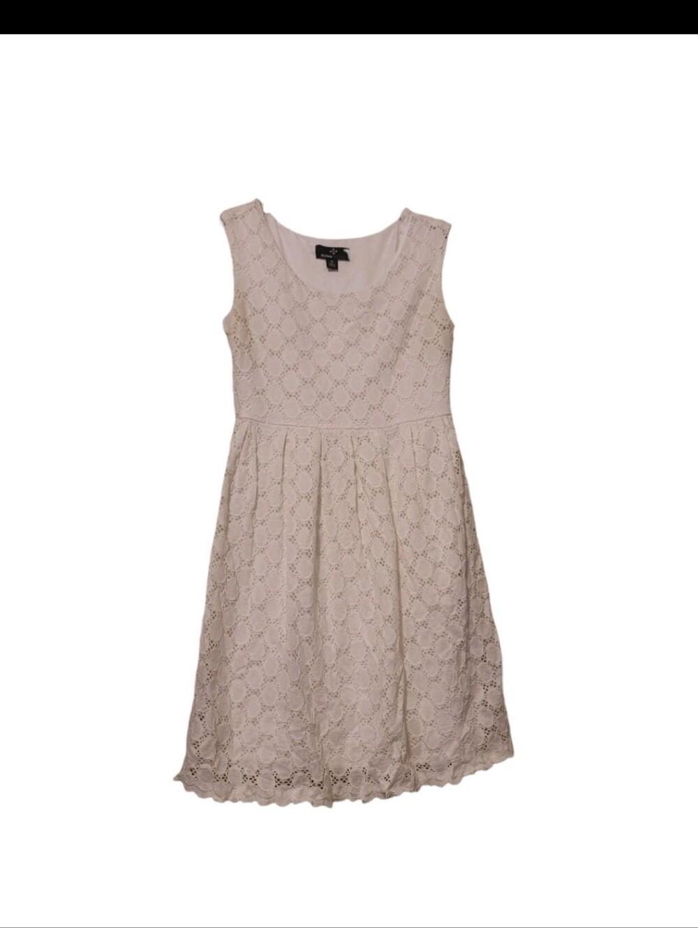 Ronni Nicole Women Sz 12 Eyelet Lace Fit & Flare Dress Sleeveless Lined White